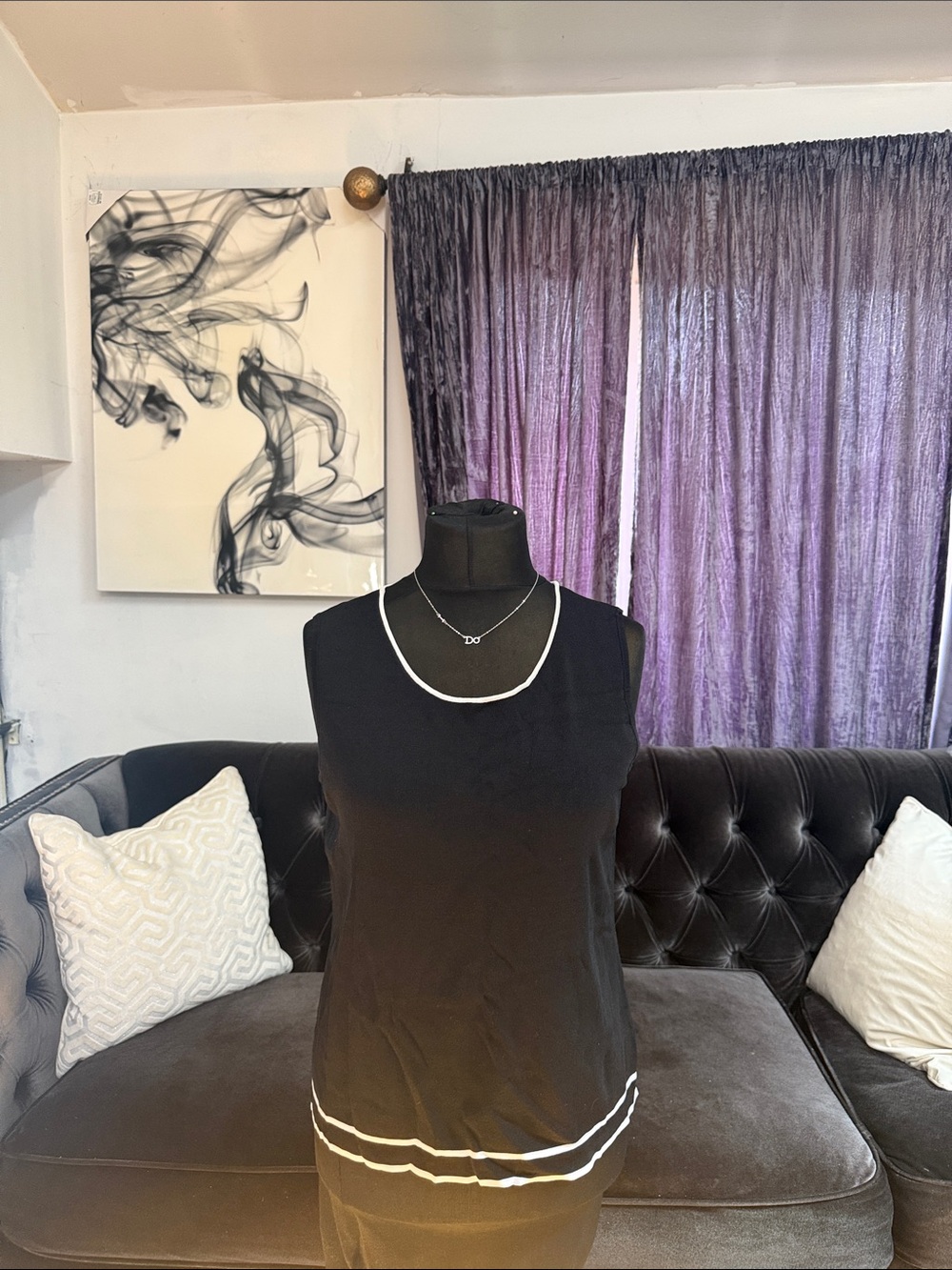 Kasper Black Top with White Trim